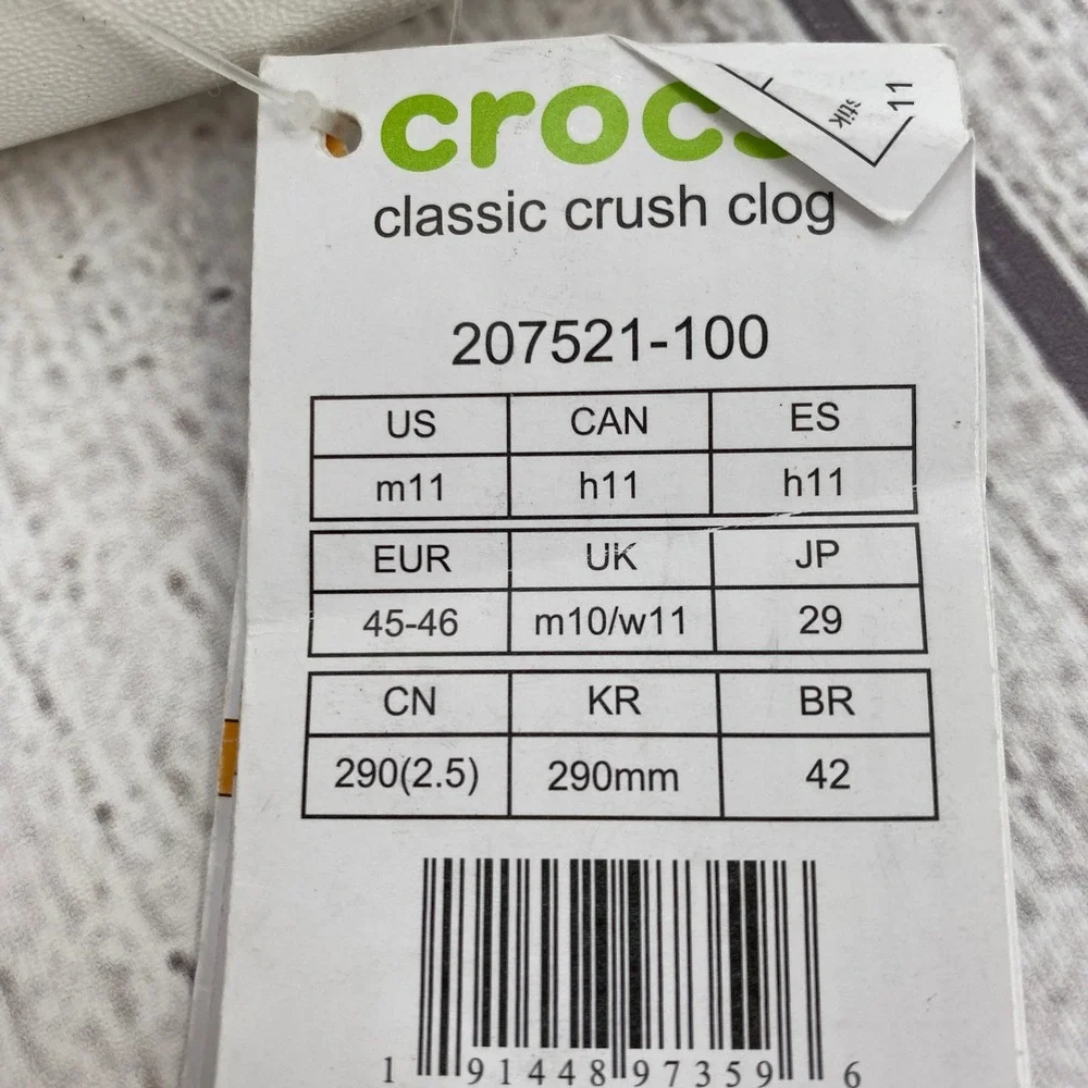 Crocs Classic Crush Clog Mens 11 Womens 13 White Platform Chunky Comfort Shoes